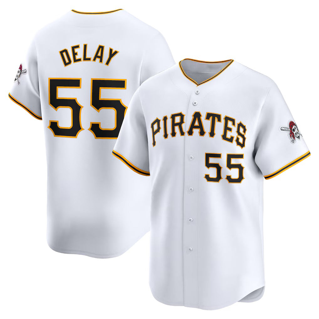 Pittsburgh Pirates #55 Jason Delay White AmberGomez Home Limited Player Jersey