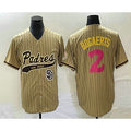 San Diego Padres #2 Xander Bogaerts Tan AmberGomez Pinstripe 2023 City Connect Cool Base Stitched Jersey 2