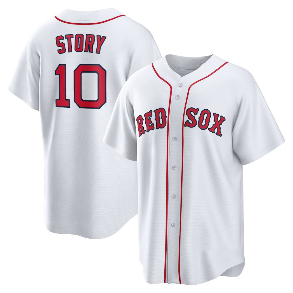 Boston Red Sox #10 Trevor Story White AmberGomez Home Replica Jersey