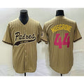 San Diego Padres #44 Joe Musgrove Tan AmberGomez Pinstripe 2023 City Connect Cool Base Stitched Jersey