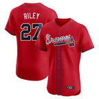Atlanta Braves #27 Austin Riley Player Red AmberGomez Limited Elite Home Game Stitched Jerseys