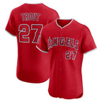 Los Angeles Angels #27 Mike Trout Red AmberGomez Alternate Elite Jersey