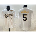 Los Angeles Dodgers #5 Freddie Freeman White Gold AmberGomez 2025 World Series Limited Stitched Jersey