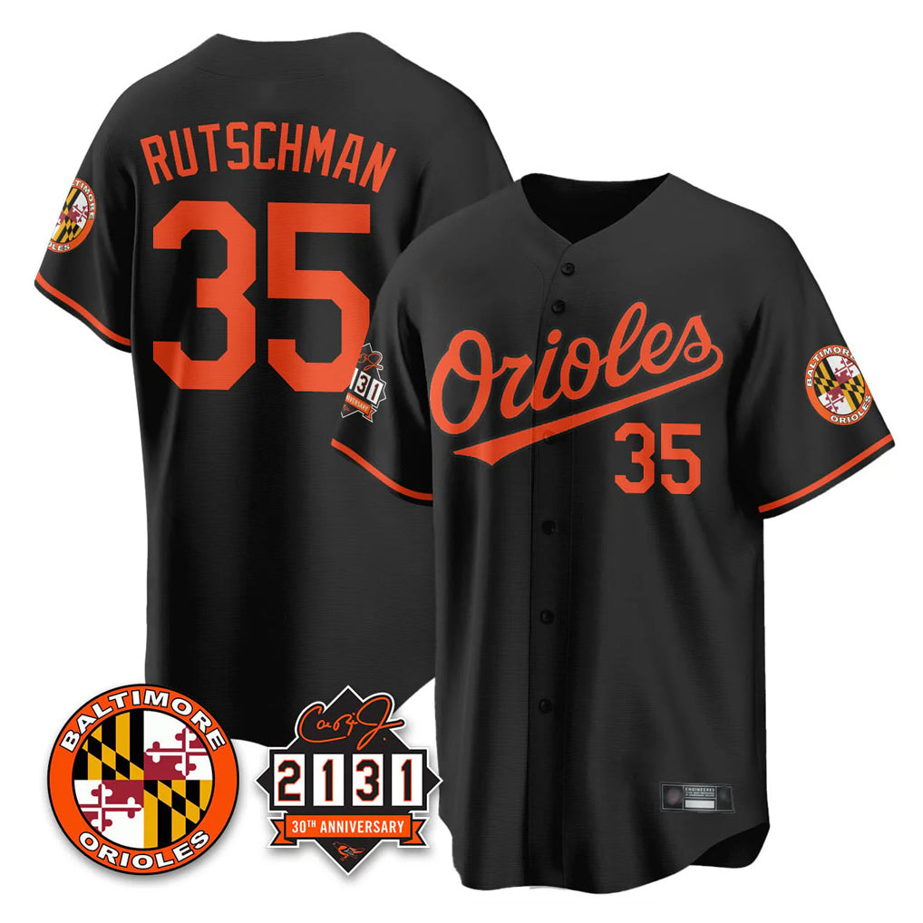 Baltimore Orioles #35 Adley Rutschman Player Black AmberGomez 30th Anniversary of 2131 Home Game Stitched Jerseys