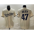 Minnesota Twins #47 Edouard Julien Cream AmberGomez Cool Base Stitched Jersey