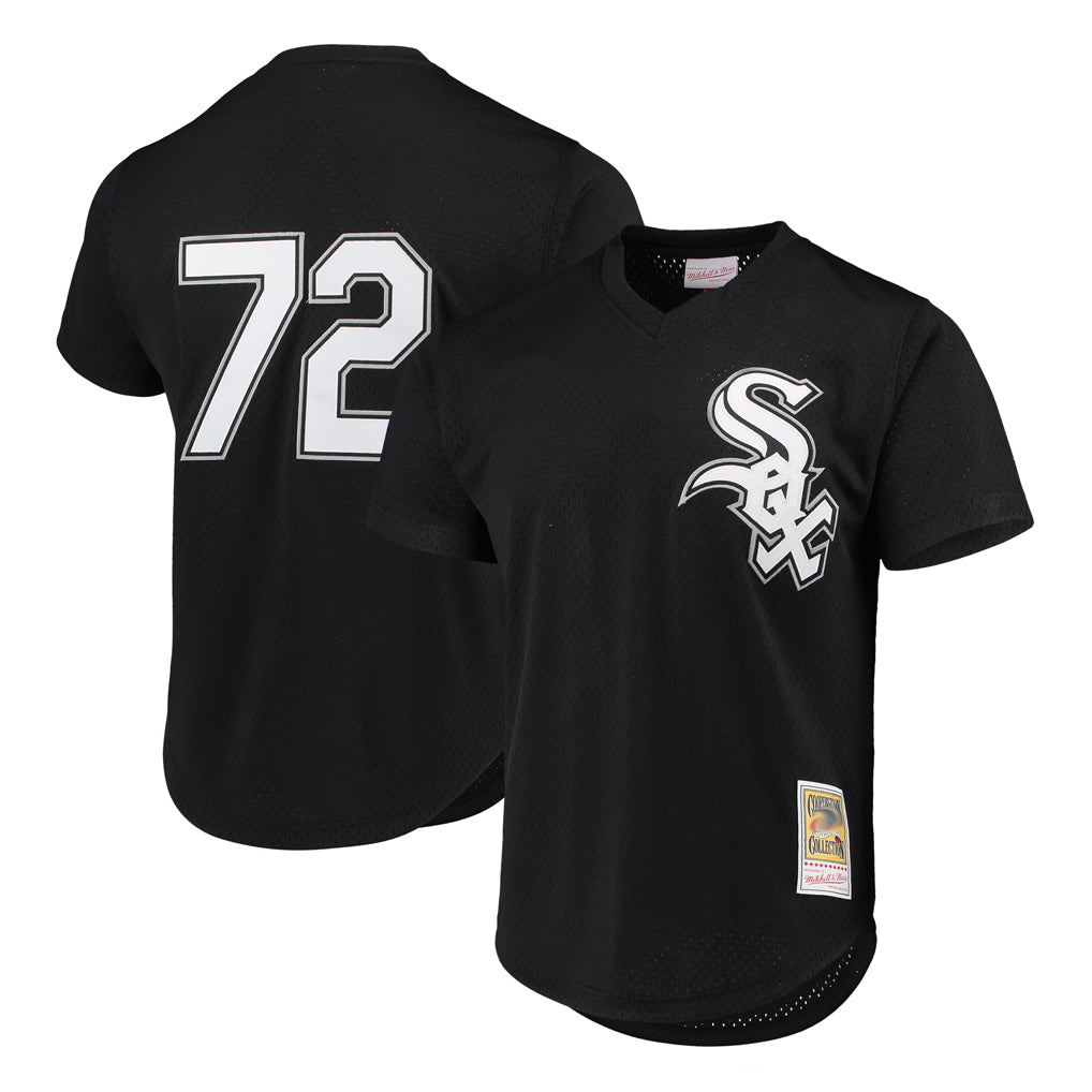 Chicago White Sox #72 Carlton Fisk Player Black AmberGomez Mitchell & Ness Cooperstown Collection Mesh Game Stitched Jerseys