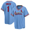 St. Louis Cardinals #1 Ozzie Smith Light Blue AmberGomez Road Cooperstown Collection Player Jersey