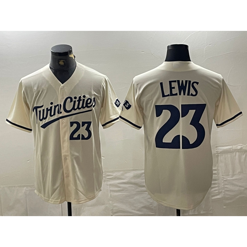 Minnesota Twins #23 Royce Lewis Number Cream AmberGomez Cool Base Stitched Jersey 2