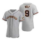 San Francisco Giants #9 Brandon Belt Gray AmberGomez Road Jersey