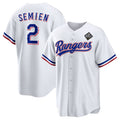 Texas Rangers #2 Marcus Semien 2023 White AmberGomez World Series Stitched Jersey