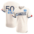 Los Angeles Dodgers #50 Mookie Betts Cream AmberGomez City Connect Elite Jersey