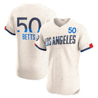 Los Angeles Dodgers #50 Mookie Betts Cream AmberGomez City Connect Elite Jersey