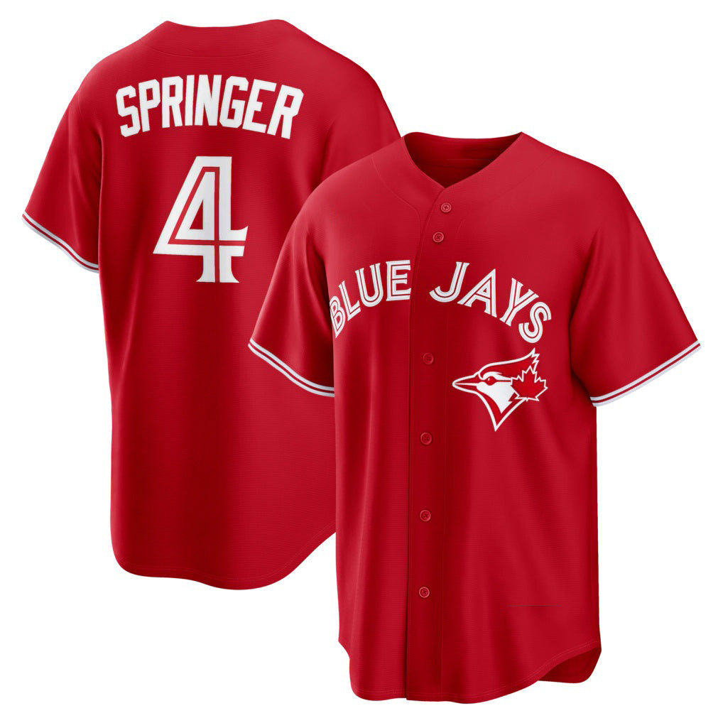 Toronto Blue Jays #4 George Springer Red AmberGomez Canada Day Replica Jersey
