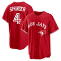 Toronto Blue Jays #4 George Springer Red AmberGomez Canada Day Replica Jersey