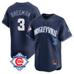 Chicago Cubs #3 Alex Bregman Player Navy AmberGomez City Connect 150th Anniversary Limited Home Stitched Jerseys