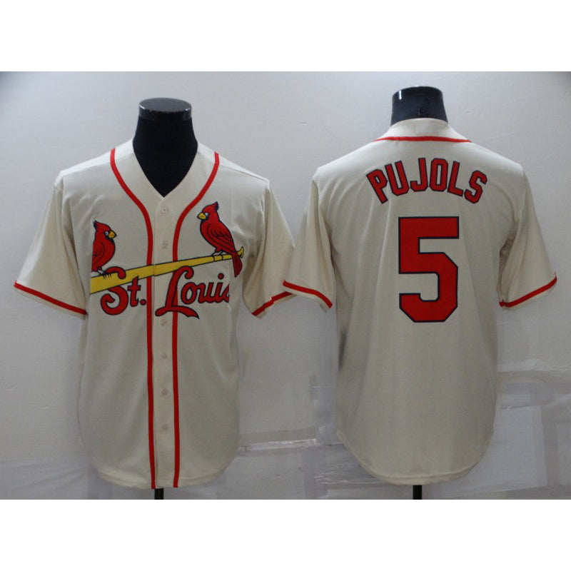 St. Louis Cardinals #5 Albert Pujols Cream AmberGomez Stitched Cool Base Jersey