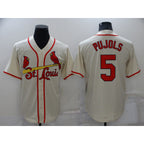 St. Louis Cardinals #5 Albert Pujols Cream AmberGomez Stitched Cool Base Jersey