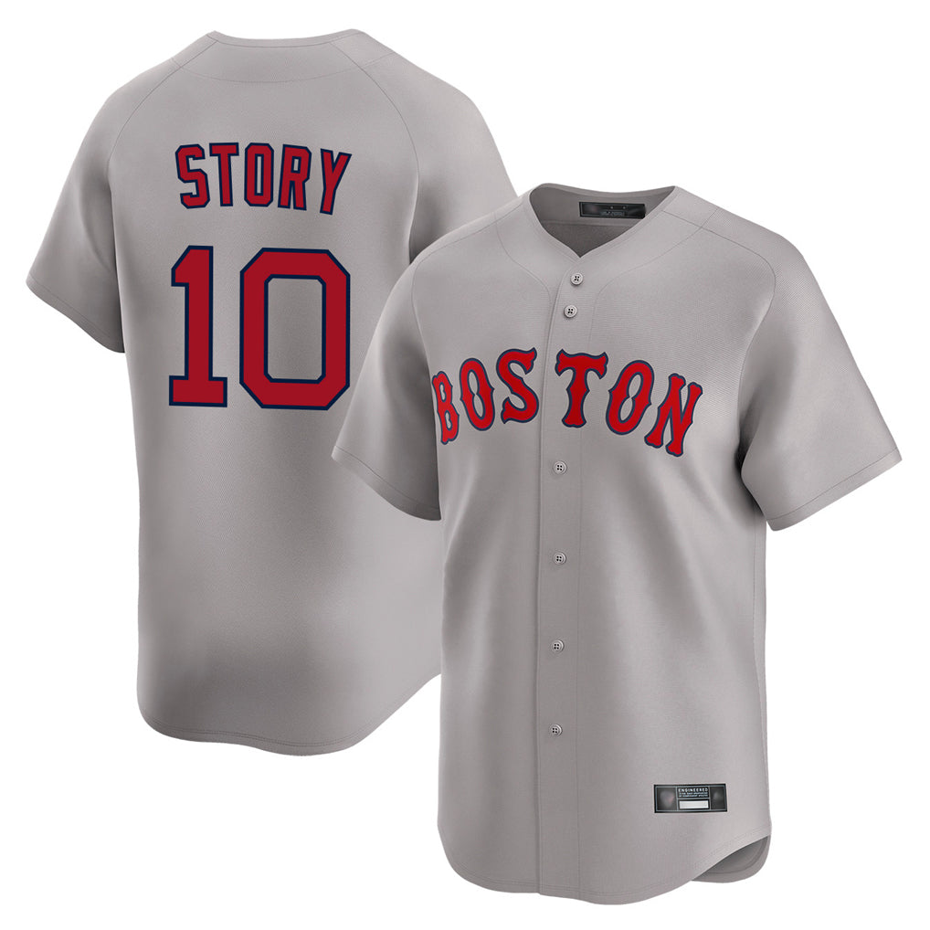 Boston Red Sox #10 Trevor Story Player Gray AmberGomez Road Limited Home Game Stitched Jerseys1