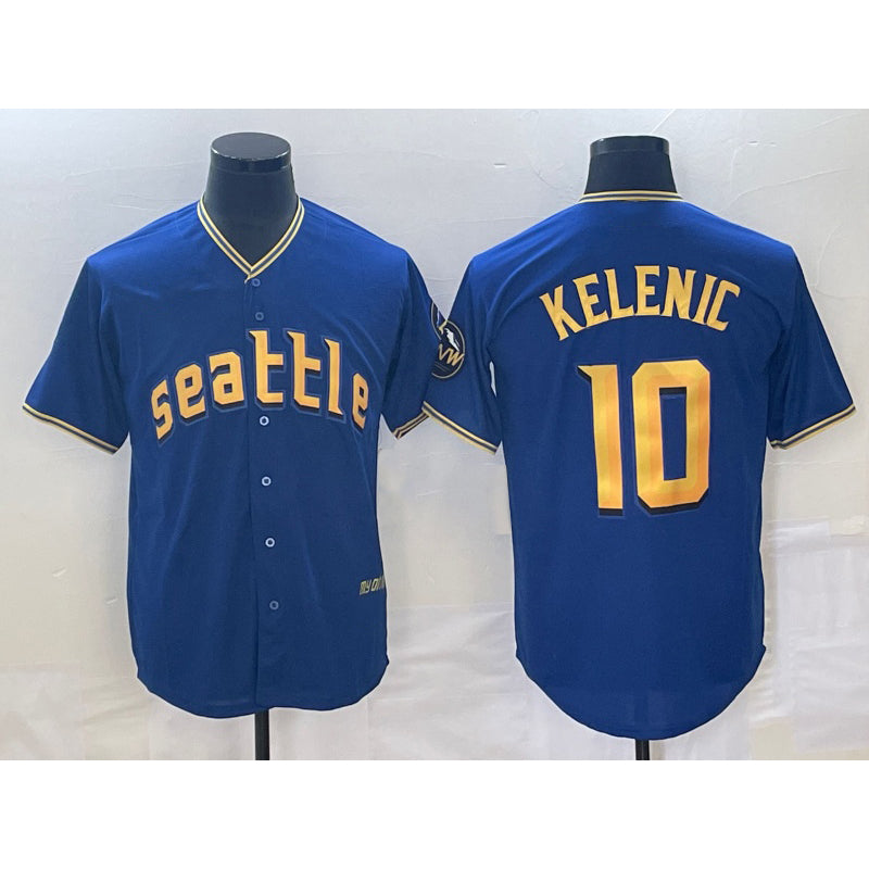 Seattle Mariners #10 Jarred Kelenic Blue AmberGomez 2023 City Connect Cool Base Stitched Jersey