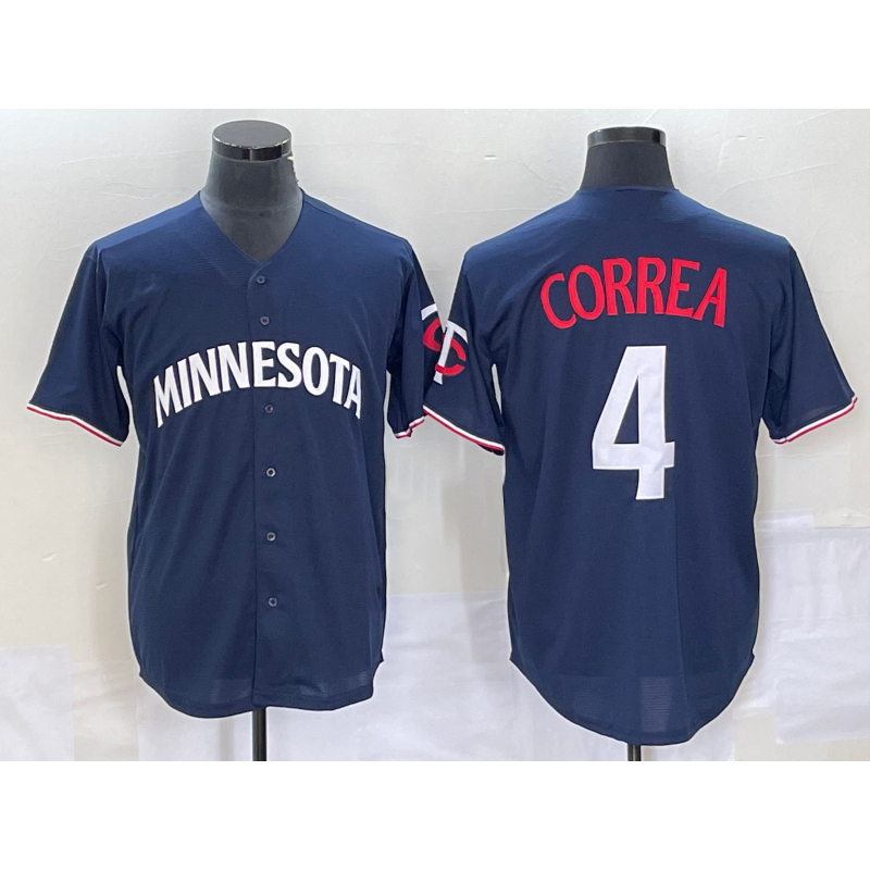 Minnesota Twins #4 Carlos Correa 2023 Navy Blue AmberGomez Cool Base Stitched Jersey