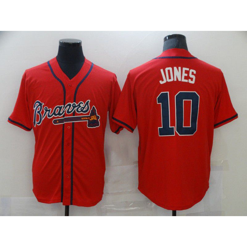 Atlanta Braves #10 Chipper Jones Red AmberGomez Stitched Cool Base Jersey