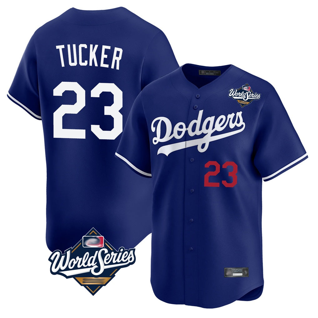 Los Angeles Dodgers #23 Kyle Tucker Player Royal AmberGomez World Series Limited Home Stitched Jerseys