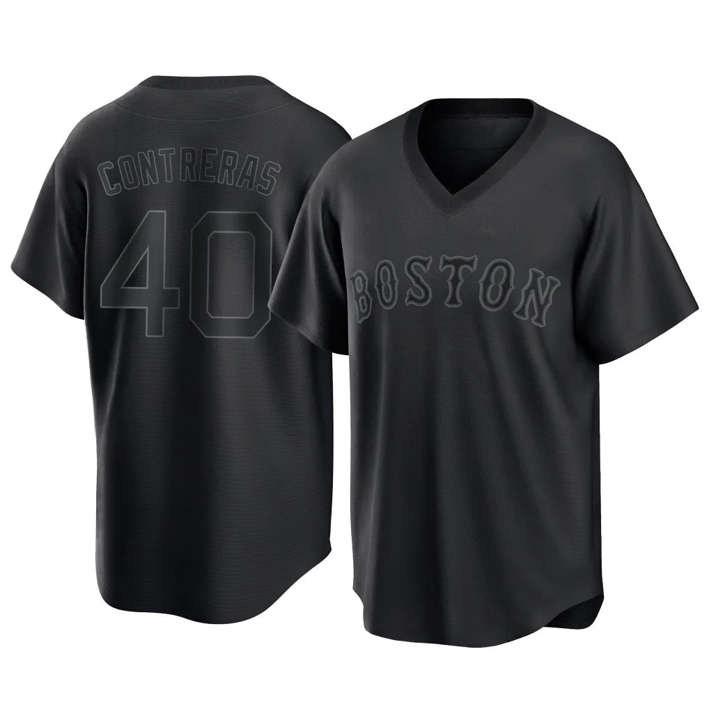 Boston Red Sox #40 Willson Contreras Player Black AmberGomez T-shirt Home Game Stitched Jerseys