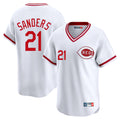 Cincinnati Reds #21 Hunter Greene Player White AmberGomez Cooperstown Collection Limited T-shirt Home Stitched Jerseys