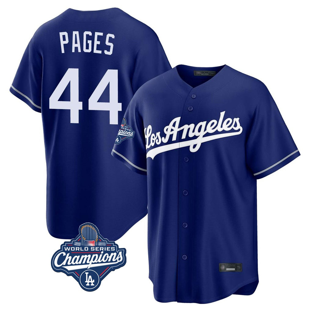Los Angeles Dodgers #44 Andy Pages Player Royal AmberGomez World Series Meet Game Stitched Jerseys