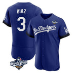 Los Angeles Dodgers #3 Edwin D¨ªaz Player Royal AmberGomez World Series City Connect Elite Home Stitched Jerseys
