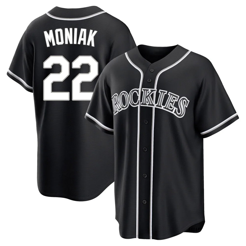 Colorado Rockies #22 Mickey Moniak Player Black AmberGomez Fashion Out Home Game Stitched Jerseys