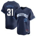 Chicago Cubs #31 Greg Maddux Player Navy AmberGomez City Connect Limited Home Stitched Jerseys