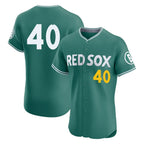 Boston Red Sox #40 Willson Contreras Player Green AmberGomez City Connect Limited Elite Home Game Stitched Jerseys1
