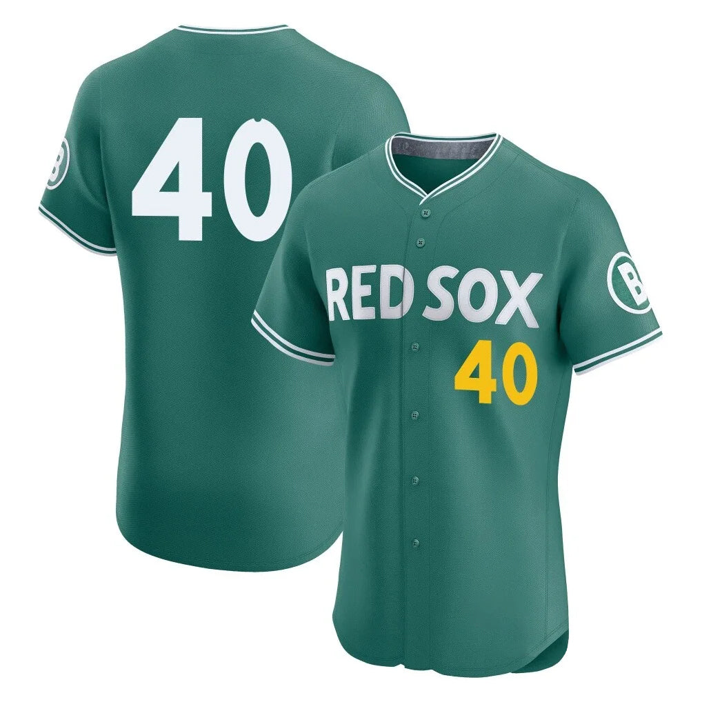 Boston Red Sox #40 Willson Contreras Player Green AmberGomez City Connect Limited Elite Home Game Stitched Jerseys1