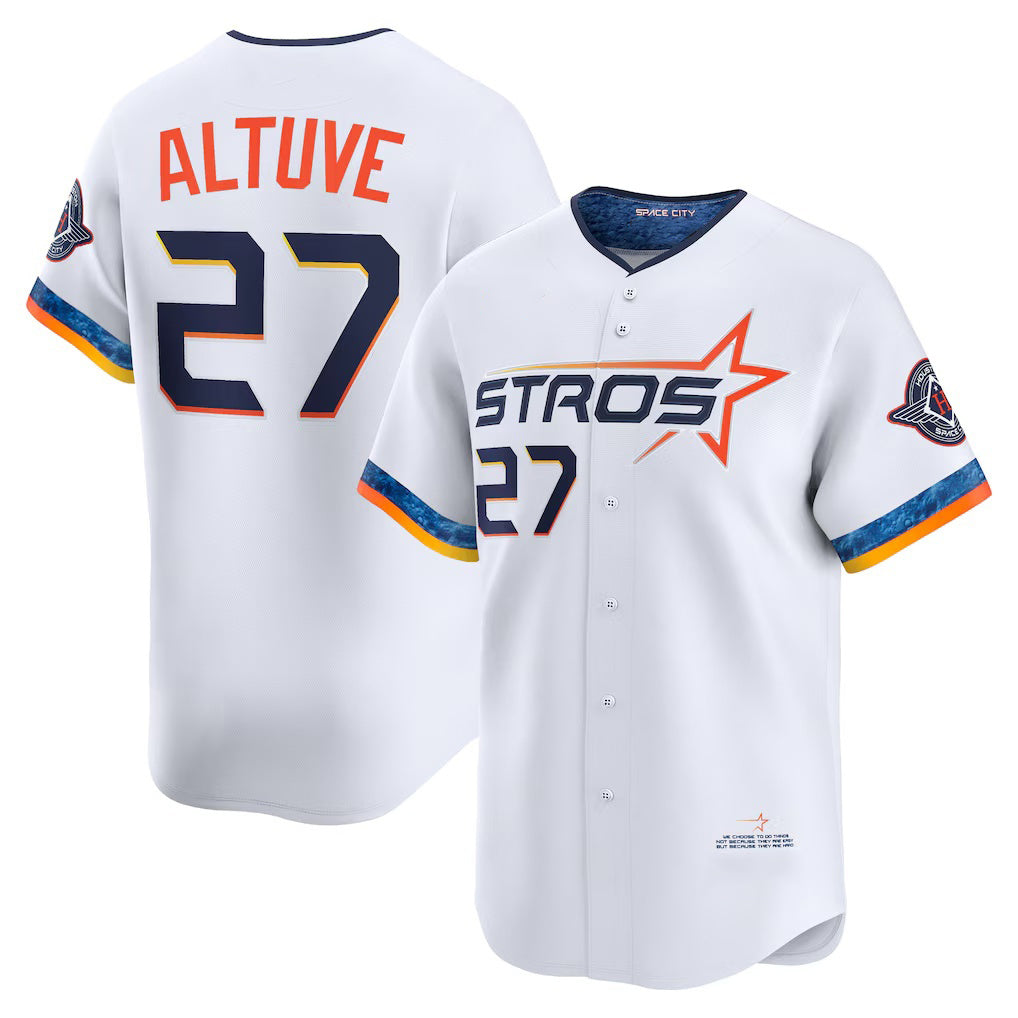 Houston Astros #27 Jose Altuve White AmberGomez 2025 City Connect Limited Player Jersey