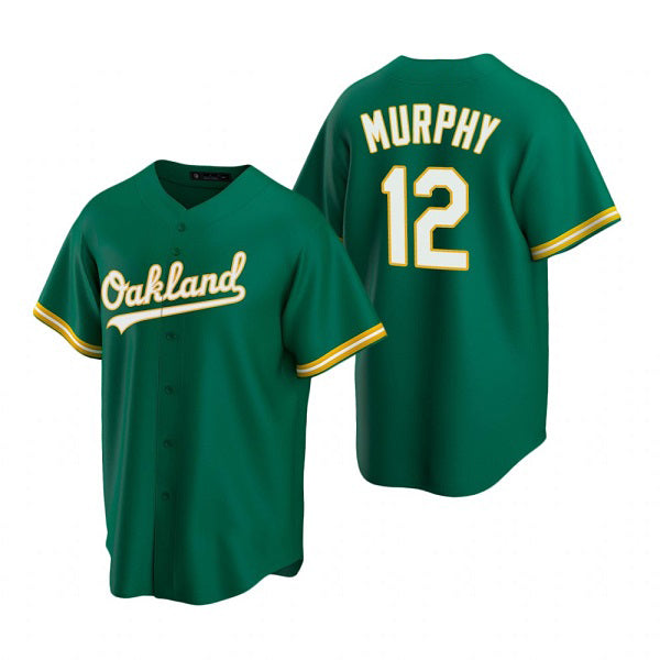 Oakland Athletics #12 Sean Murphy Green AmberGomez Cool Base Stitched Jersey 2