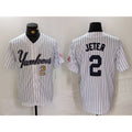 New York Yankees #2 Derek Jeter White AmberGomez Pinstripe Fashion Cool Base Jerseys 2