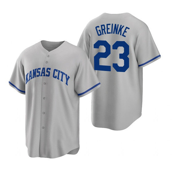 Kansas City Royals #23 Zack Greinke Grey AmberGomez Cool Base Stitched Jersey