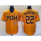 Pittsburgh Pirates #22 Andrew McCutchen Number Gold AmberGomez 2023 City Connect Stitched Jersey 3