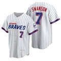 Atlanta Braves #7 Dansby Swanson White AmberGomez 2021 City Connect Stitched Jersey