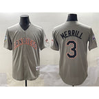 San Diego Padres #3 Jackson Merrill Gray AmberGomez Fashion Throwback With Patch Cool Base Stitched Jersey