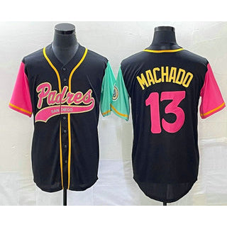 San Diego Padres #13 Manny Machado Black AmberGomez NEW 2023 City Connect Cool Base Stitched Jersey
