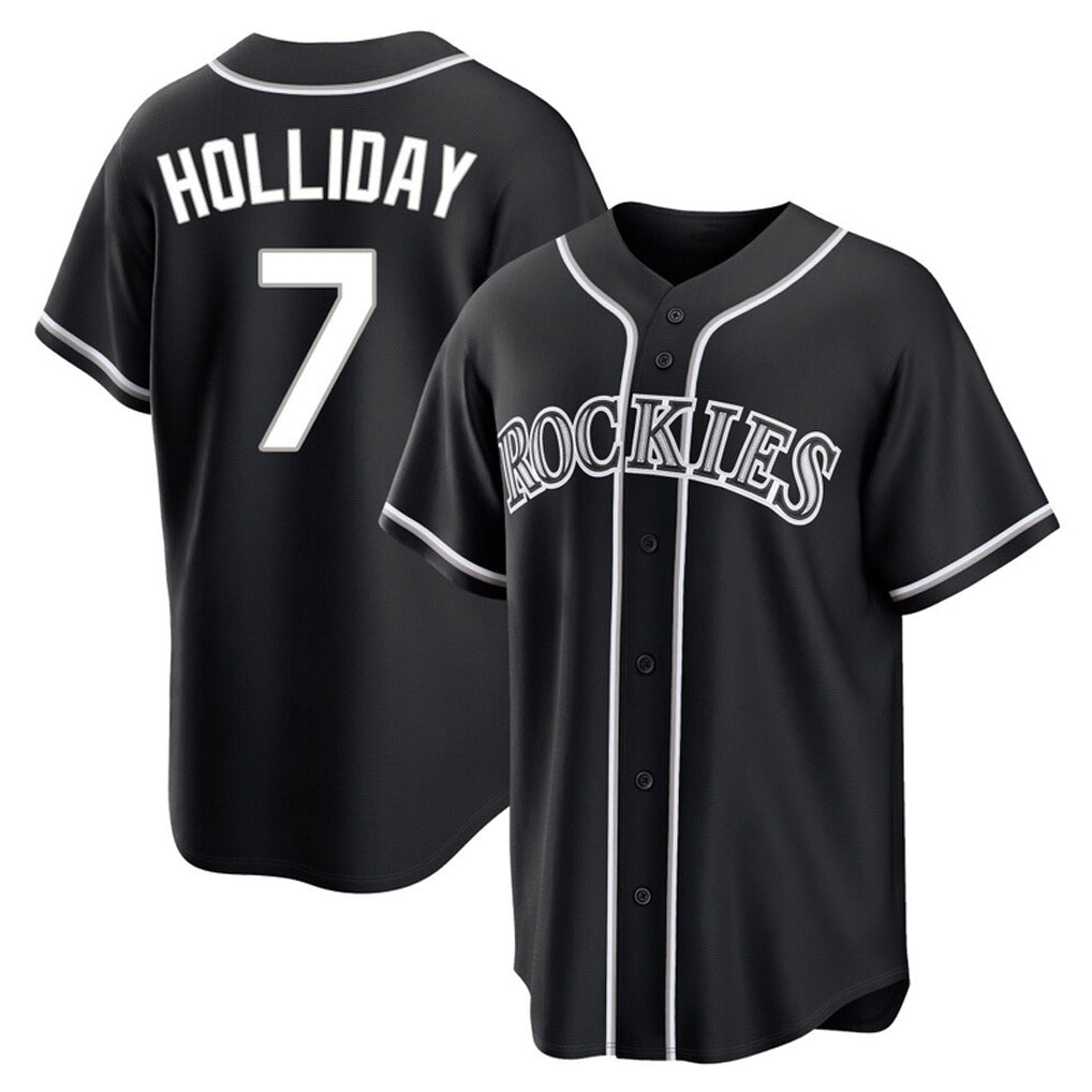 Colorado Rockies #7 Matt Holliday Player Black AmberGomez Fashion Out Home Game Stitched Jerseys
