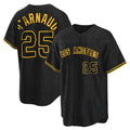 Los Angeles Angels #25 Travis d'Arnaud Player Black AmberGomez Snake Skin City Game Home Stitched Jerseys