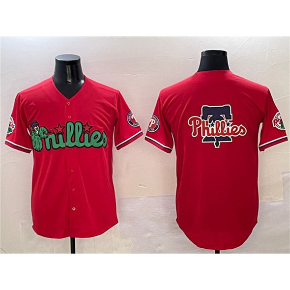 Philadelphia Phillies Team Big Logo Red AmberGomez Phanatic Limited Stitched Jersey