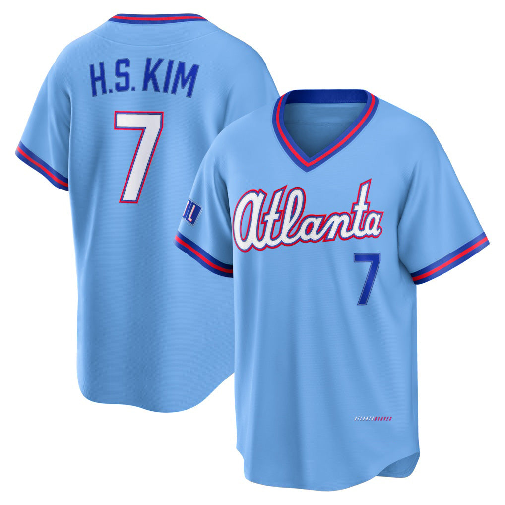 Atlanta Braves #7 Ha-Seong Kim Powder Blue AmberGomez 2026 City Connect Stadium Jersey