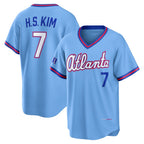 Atlanta Braves #7 Ha-Seong Kim Powder Blue AmberGomez 2026 City Connect Stadium Jersey