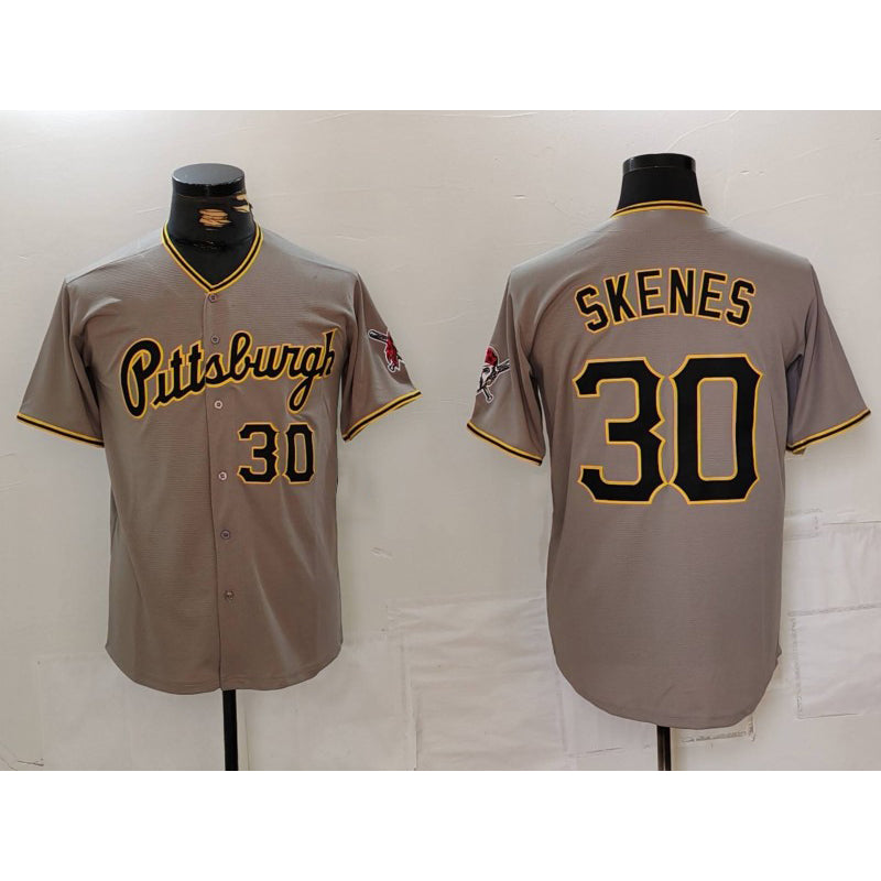 Pittsburgh Pirates #30 Paul Skenes Number Grey AmberGomez Stitched Jersey