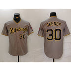 Pittsburgh Pirates #30 Paul Skenes Number Grey AmberGomez Stitched Jersey