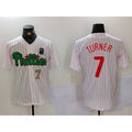 Philadelphia Phillies #7 Trea Turner White Green AmberGomez Cool Base Stitched Jerseys